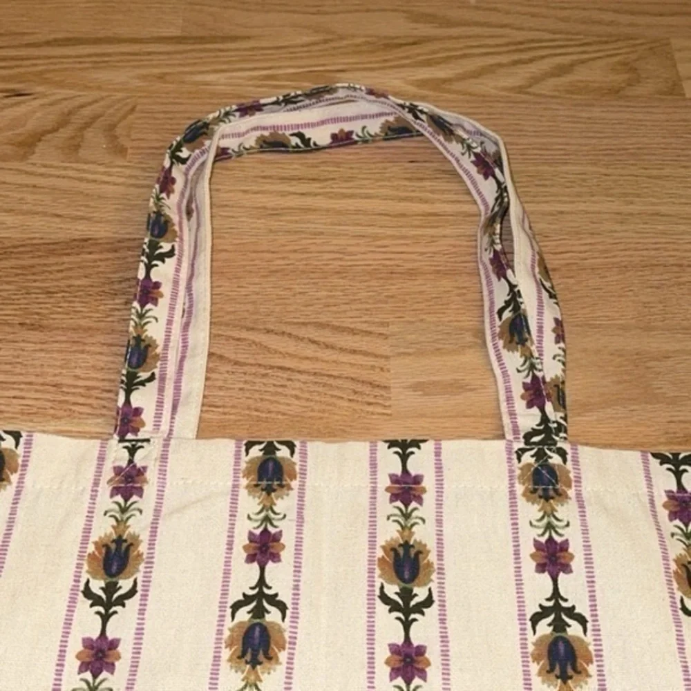 SÉZANE Floral Striped Block Print Boho Canvas Shoulder‎ Tote Bag